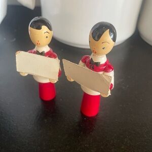 Rare Vintage Wooden Holiday Choir Boys  Figurines - Red and White